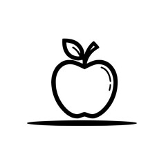 Wall Mural - simple and illustration of an apple with a stem and leaf the apple is sitting on a surface depicted 