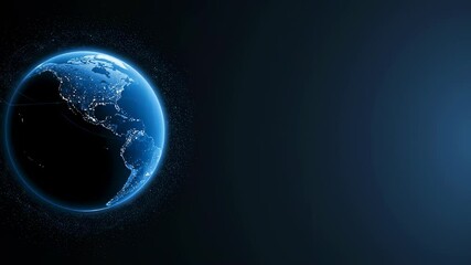 Wall Mural - Global network connections video footage. Futuristic Earth with data streams, copy space. International communication motion clip. Worldwide technology.