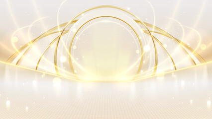 Wall Mural - Luxury background with golden light effect decoration and bokeh elements.