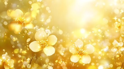 Aufkleber - Golden flowers blooming in a sparkling magical garden