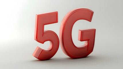 Poster - Glossy red 5g symbol representing next generation wireless technology