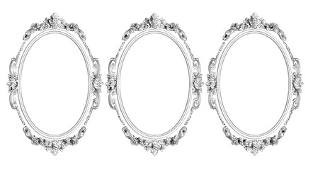 Leinwandbilder - A Victorian style is applied to vintage frames through engraving, which includes antique retro ornaments for decorating mirrors or paintings, all part of a modern baroque illustration collection