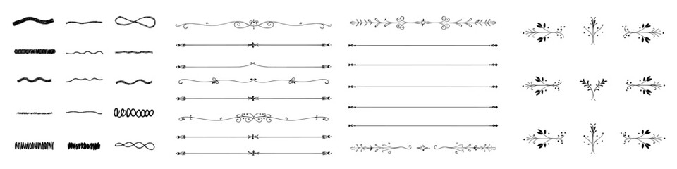 Leinwandbilder - Page dividers with calligraphic designs and modern flourishes for decoration, including vignettes