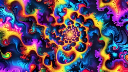 Wall Mural - psychedelic fractal art: a vivid tapestry of color and form