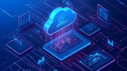 Poster - Cloud computing data storage transferring to digital devices with security protection