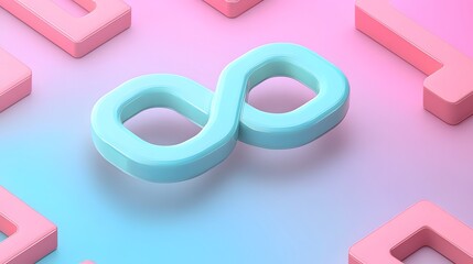 Poster - Infinity symbol floating on gradient background with pink rectangles
