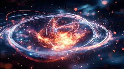 Aufkleber - Swirling energy vortex creating a cosmic fireball in deep space