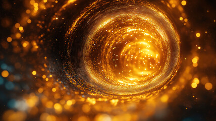Wall Mural - Gold backdrop adorned with flowing drapery and glittering particles for a luxurious scene