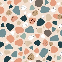 Wall Mural - abstract terrazzo pattern: a seamless design of pastel pebbles and shapes