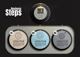 Wall Mural - circular 3step infographic template, for business presentations, timelines and workflow, clean vecto