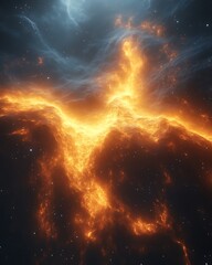 fiery cosmic nebula with swirling gases.