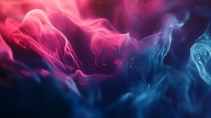Poster - Pink and blue smoke creating abstract shapes on dark background