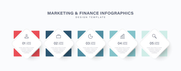 5 steps marketing and finance infographics design template