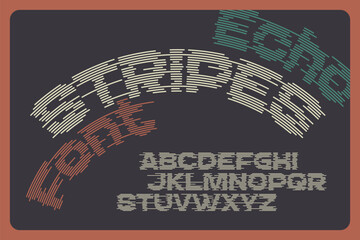 Wall Mural - retro style vector font with striped glitch effect. vintage type made of distorted lines.