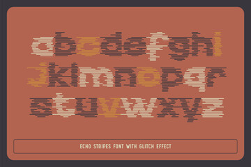 Wall Mural - retro style vector font with striped glitch effect. vintage type made of distorted lines.