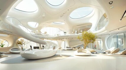 Wall Mural - Futuristic office white interior design