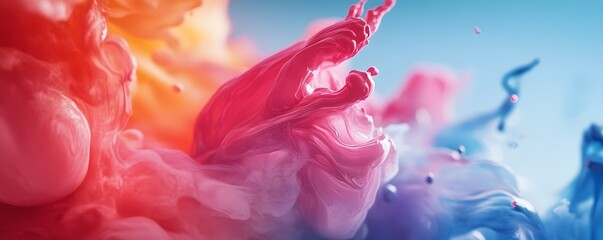 Aufkleber - Colorful ink clouds mixing and creating abstract shapes in water