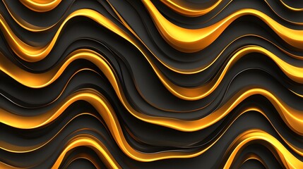 Aufkleber - Abstract gold and black wavy stripes forming an elegant background