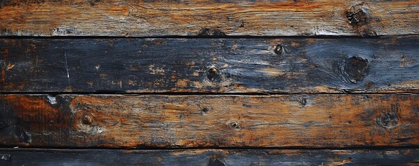 Aufkleber - Weathered wooden planks showing signs of age and wear, creating rustic texture