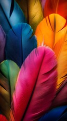 Poster - Colorful feathers creating vibrant and textured background