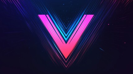 Wall Mural - background with colorful neon glowing lines in the shape of a letter, illustration design for a bann