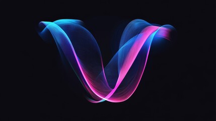 Wall Mural - background with colorful neon glowing lines in the shape of a letter, illustration design for a bann