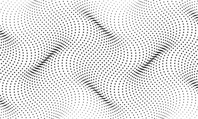 Wall Mural - Halftone Wave Pattern. Abstract Wavy Dotted Background for Texture or Overlay. Vector Illustration and Transparent PNG.