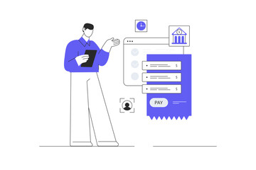 Wall Mural - digital business concept. man work with virtual transactions. management, planning, banking online. 