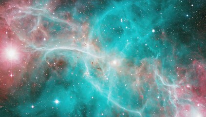 nebula in outer space with stars and colorful clouds