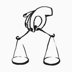 Wall Mural - balance scale, legal doodle, illustration vector