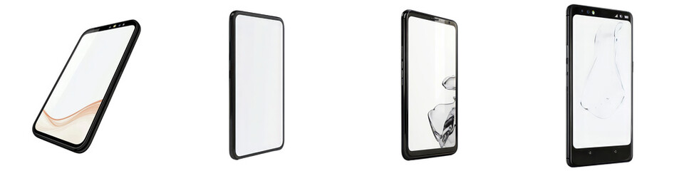Poster - Isolated on white, a black smartphone can be seen with its screen completely blank