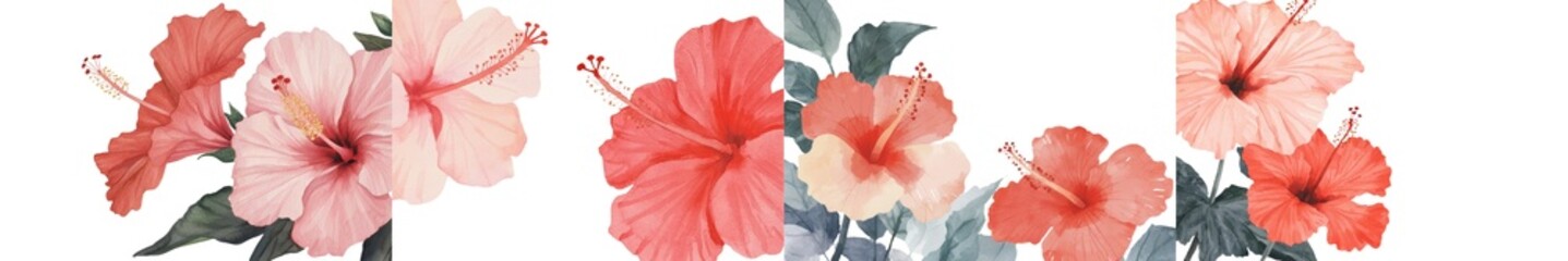 Aufkleber - This framed, hand-drawn watercolor illustration of a hibiscus flower is a botanical greeting card that features a place for text, making it perfect for sending invitations to special events like