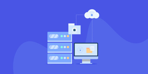 Wall Mural - cloud computing, secure online data storage, configure and manage virtual infrastructure administrat