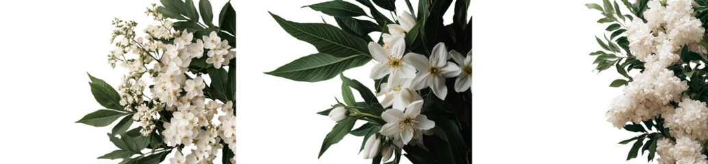Aufkleber - The flowers and leaves of a Conker tree, also called Horse-chestnut, isolated on white background
