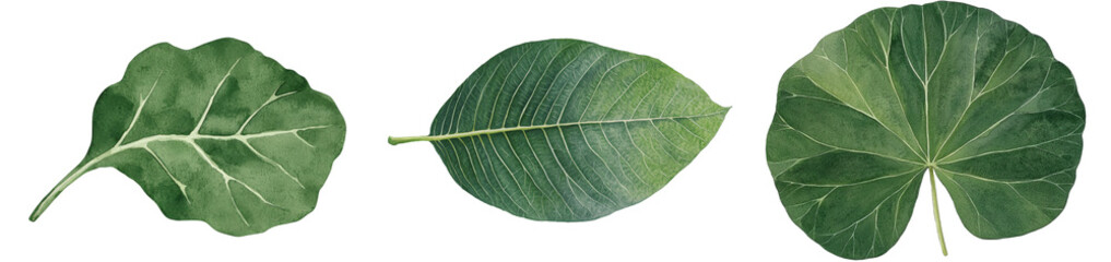 Poster - Jungle botanical floral elements are showcased in a watercolor illustration featuring a tropical Anthurium leaf on a clean white background