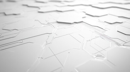 Abstract white geometric pattern, circuit board texture, 3D render. Use Stock photo for technology, design, or science concepts