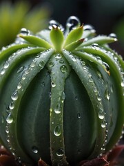 Wall Mural - Close-up of a succulent plant with dew drops