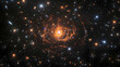 © Alzo - Spiral Galaxy in Deep Space with Orange Core Surrounded by Countless Stars in a Dark Night Sky