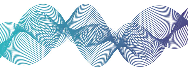 Aufkleber -  Abstract wavy banner with flyer curved flow lines. Wavy stripes on a white background isolated & creative line art. Colorful Waves of Soft Gradient Lines in Motion. sound, voice, music curved ,wave 