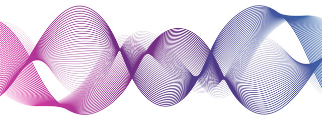 Aufkleber -  Abstract wavy banner with flyer curved flow lines. Wavy stripes on a white background isolated & creative line art. Colorful Waves of Soft Gradient Lines in Motion. sound, voice, music curved ,wave 