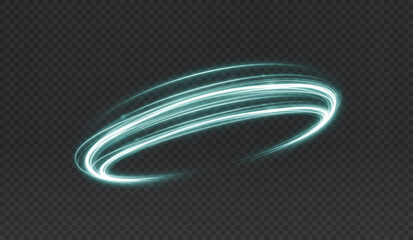 Poster - Light green Twirl. Curve light effect of green line. Luminous green circle. Light green pedistal, podium, platform, table. Vector 