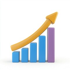 Wall Mural - colorful bar graph with upward arrow indicating growth and progress in business and financial concep