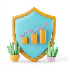 Wall Mural - growth and protection concept with shield and graphical elements in a minimalist style