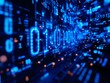 © VideoFlow - Abstract futuristic background featuring glowing binary code in blue tones with digital elements on a technology-inspired backdrop. Concept of data and science. Ai generative