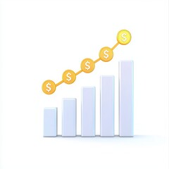 Wall Mural - finance concept with growing bar graph and dollar signs representing economic growth and profitabili