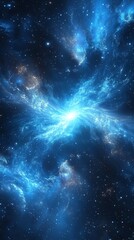 Canvas Print - celestial nebula: a glowing blue cosmic dance