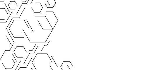 Wall Mural - Minimal Line Art Hexagon Pattern for Tech and Business. Abstract Hexagonal Structure for Science and Technology. Hexagon. Line. 