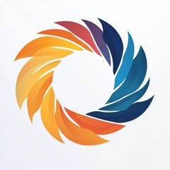 Aufkleber - Abstract Colorful Circle of Gradient Leaves, Modern Design with Blank Space Inside, on White 