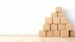 © Lion - A stack of labeled moving boxes placed neatly in an empty room with wooden floors and white walls,