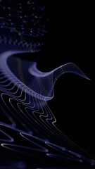 Leinwandbilder - Curved glowing lines forming a fluid wave pattern on a black background, creating a minimal and futuristic abstract design........
